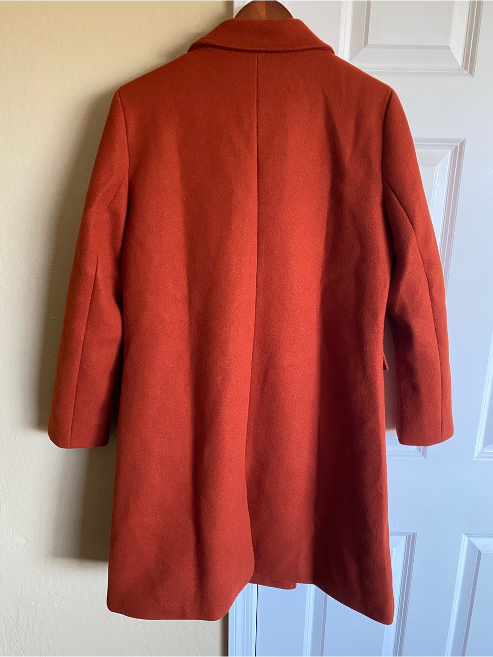 Allegra K Rust Orange Long Double Breasted Coat Size L Retro Mod - Picture 9 of 11